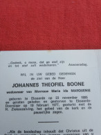 Doodsprentje Johannes Theofiel Boone / Eksaarde 23/11/1895 Eksaarde Doorslaar 19/2/1977 ( Maria Ida Marquenie ) - Religion & Esotérisme