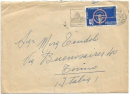 Suisse Geneve 4apr1955 Cover To Italy With Salon Automobile C.40 Solo Franking - Lettres & Documents