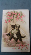 CPA CHAT CHATS ANIMAUX HABILLES MARIAGE ROSES PITTIUS 2 EME CHOIX PLIEE - Dressed Animals