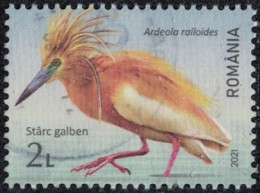 Roumanie 2021 Oblitéré Used Oiseau Ardeola Ralloides Crabier Chevelu Y&T RO 6674 SU - Gebruikt