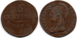 MA 31544 / France - Frankreich 5 Centimes An 4 A TB+ - 1792-1975 Convención Nacional