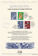 " COUPE DU MONDE DE FOOT FRANCE 98 : ST DENIS / BORDEAUX " Sur Document Philatélique Officiel  N° YT 3130 + 3131. - 1998 – Frankreich