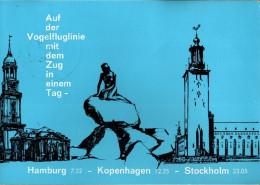 ! 14.5.1963 Ansichtskarte Eröffnung Der Vogelfluglinie Mit Dem Zug Von Hamburg, Kopenhagen, Stockholm, Reklame Eisenbahn - Treinen