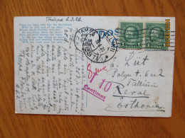 1926 USA FLORIDA TAMPA TO ESTONIA TALLINN POSTAGE DUE PENALY 10 CENTIMES / 8 MK , 19-1 - Estonie