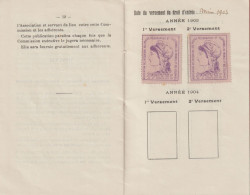 1903 - VIGNETTES COTISATION ASSOCIATION RECEVEURS DES POSTES De FRANCE ET COLONIES SUR LIVRET COMPLET 24 PAGES STATUTS ! - Cartas & Documentos