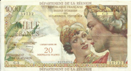 ILE DE LA REUNION 1000 FRANCS CONTRE VALEUR DE 20 NOUVEAUX FRANCS - Reunión