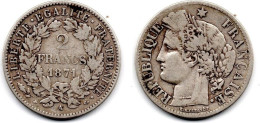 MA 31551 / France - Frankreich 2 Francs 1871 A TB+ - 2 Francs