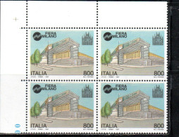 ITALIA REPUBBLICA ITALY REPUBLIC 1997 FIERA DI MILANO FAIR QUARTINA ANGOLO DI FOGLIO BLOCK MNH - 1991-00: Neufs