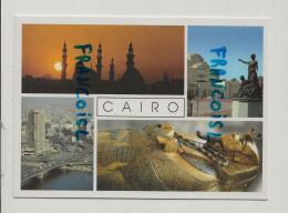 Le Caire. Cairo. Carte Mosaïque: Opera, Momie, Pont 6 Octobre, Coucher De Soleil - Le Caire