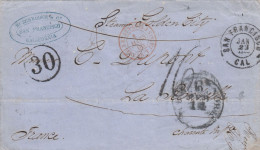 MTM089 - 1865 TRANSATLANTIC LETTER USA TO FRANCE Steamer AUSTRALASIA UNPAID 2 RATE - Storia Postale