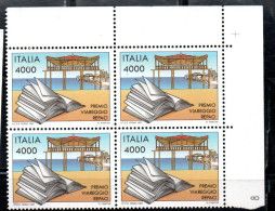 ITALIA REPUBBLICA ITALY REPUBLIC 1997 PREMIO VIAREGGIO REPACI QUARTINA ANGOLO DI FOGLIO BLOCK MNH - 1991-00: Mint/hinged