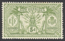 New Hebrides, British Sc# 21 MH 1911 5p Native Idols - Unused Stamps