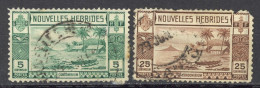 New Hebrides, French Sc# 55,59 SG# F53, F57 Used 1938 5c-25c Beach Scene - Usados