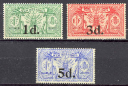 New Hebrides, British Sc# 38-40 MH 1924 Surcharged Native Idols - Nuevos