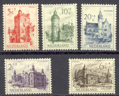 Netherlands Sc# B224-B228 MNH 1951 Castles - Unused Stamps