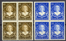 Netherlands Sc# 304-305 MNH Block/4 1948 Queen Juliana - Unused Stamps