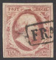 Netherlands Sc# 2 Used (a) 1852 10c King William III - Gebruikt