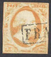 Netherlands Sc# 3 Used 1852 15c King William III - Gebraucht