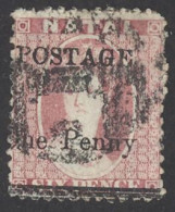 Natal Sc# 63 Used (a) 1877 1p On 6p Queen Victoria - Natal (1857-1909)