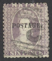 Natal Sc# 20 Used 1869 6p Queen Victoria - Natal (1857-1909)