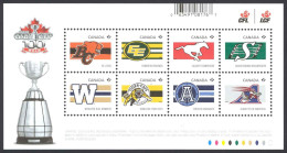 Canada Sc# 2558 MNH Souvenir Sheet 2012 CFL Teams - Nuevos