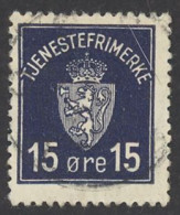 Norway Sc# O3 Used 1926 15o Official Coat Of Arms - Officials