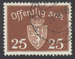 Norway Sc# O38 Used 1939-1947 25o Official Coat Of Arms - Oficiales