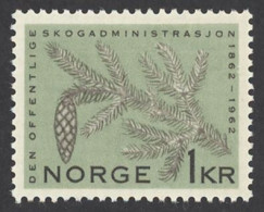 Norway Sc# 407 MH 1962 1k Forest Administration 100th - Ungebraucht