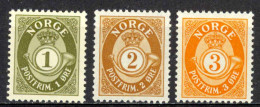 Norway Sc# 74-76 MNH 1910-1929 1o-3o Post Horn & Crown - Ongebruikt
