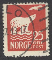 Norway Sc# 110 Used 1925 25o Polar Bear & Airplane - Usados