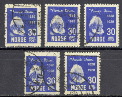 Norway Sc# 135 Used Lot/5 1928 30o Henrik Ibsen - Used Stamps