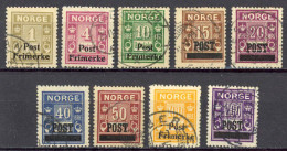 Norway Sc# 136-144 Used 1929 Surcharged Postage Due - Used Stamps