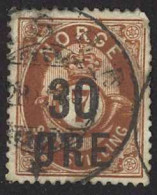 Norway Sc# 63 Used (30o On 7s) 1906 Red Brown Post Horn And Crown - Gebruikt