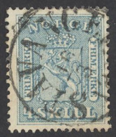 Norway Sc# 8 Used (a) 1863 4s Coat Of Arms - Oblitérés