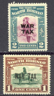 North Borneo Sc# MR1-MR2 MH 1941 Overprints War Tax - Bornéo Du Nord (...-1963)