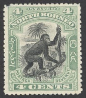 North Borneo Sc# 103 MH 1899-1900 4c Green & Black Orangutan - Borneo Septentrional (...-1963)