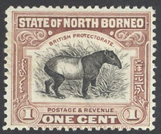 North Borneo Sc# 136b Perf 13½ MH 1909-1922 1c Malayan Tapir - Borneo Septentrional (...-1963)