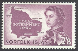 Norfolk Island Sc# 42 MH 1960 Map - Isola Norfolk