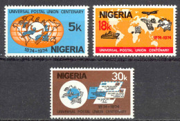 Nigeria Sc# 321-323 MNH 1974 UPU 100th - Nigeria (1961-...)