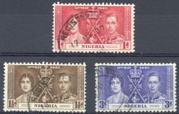 Nigeria Sc# 50-52 Used 1937 KGVI Coronation Issue - Nigeria (...-1960)