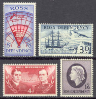 New Zealand Ross Dependency Sc# L1-L4 MH 1957 Definitives - Nuevos