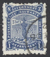 New Zealand Sc# OY12 Used 1906 1p Blue Life Insurance  - Usati