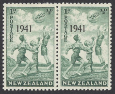 New Zealand Sc# B18 MH Pair 1941 1p+½p Overprints Children - Neufs