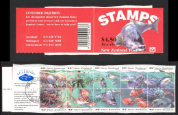 New Zealand Sc# 1179a SG# W42a FD Cancel Booklet 1993 $4.50 Fish Hang-Sell - Postzegelboekjes