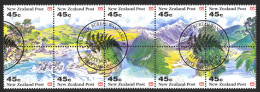 New Zealand Sc# 1125a FD Cancel Wakanui Booklet 1992 $4.50 Panorama Pane - Used Stamps