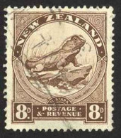 New Zealand Sc# 194 Used (a) 1935 8p Dark Brown Tuatara Lizard - Gebraucht