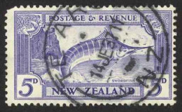 New Zealand Sc# 192 SG# 563 Used (a) 1935 5p Violet Blue Striped Marlin - Oblitérés