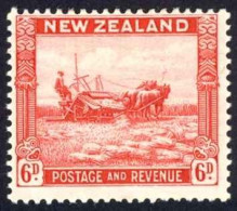 New Zealand Sc# 193 MH (a) 1935 6p Red Harvesting - Unused Stamps