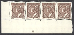 New Zealand Sc# 190 MNH Strip/4 1935 3p Maori Girl - Neufs