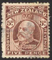 New Zealand Sc# 136 Used 1909-1912 5p Red Brown Edward VII Otira Gorge - Used Stamps